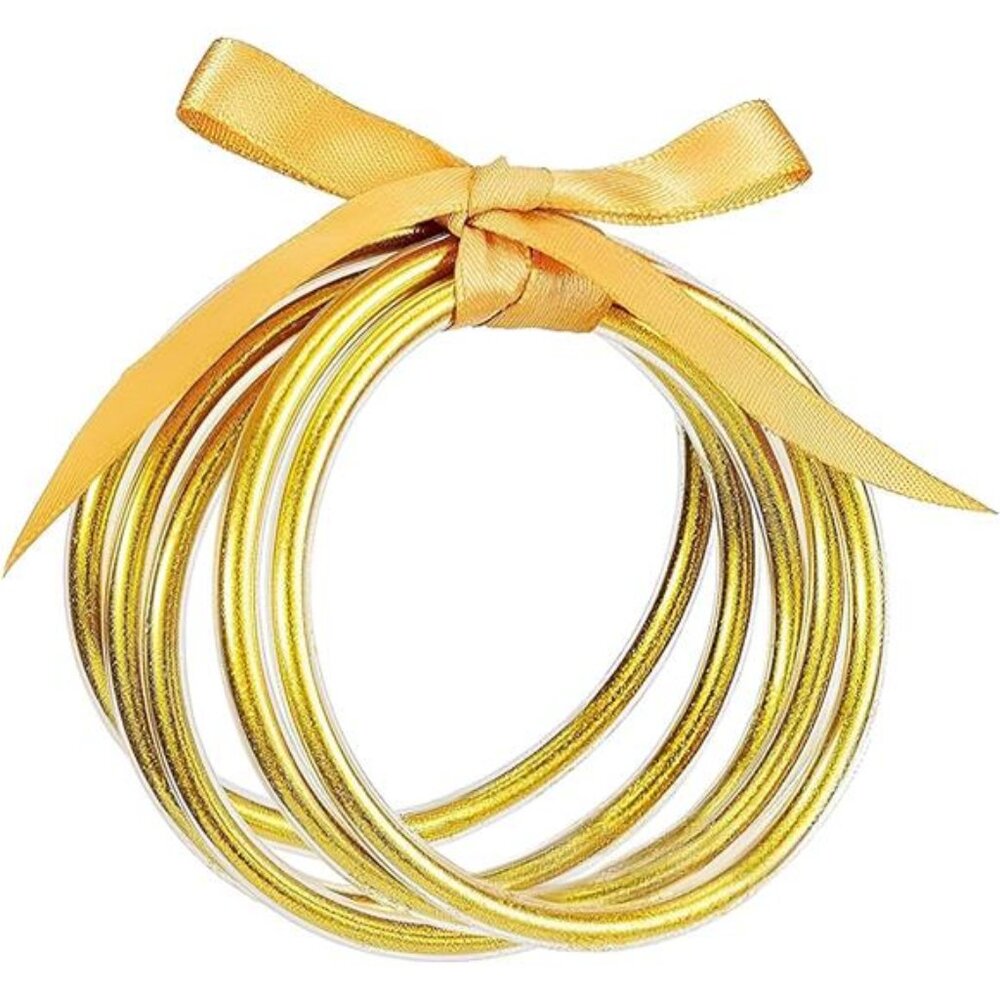 Glitter Jelly Bangles Bracelets for Women - Soft Silicone Glitter